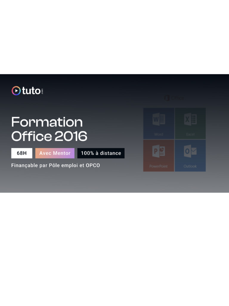 Formation Bureautique Office 2016 en Ligne | PDF | Microsoft Excel ...