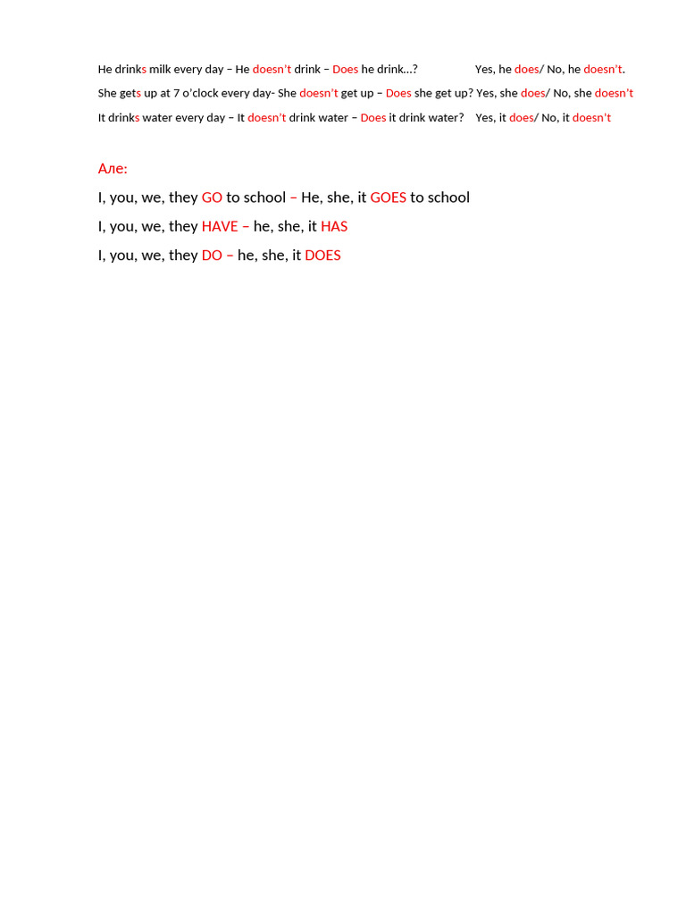 He, She, It Present Simple | PDF