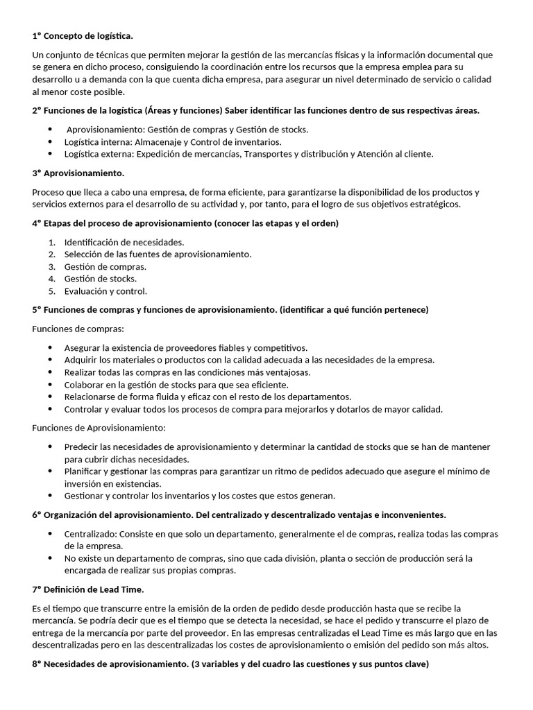 Funciones y Proceso de Aprovisionamiento | PDF | Logística | Obtención