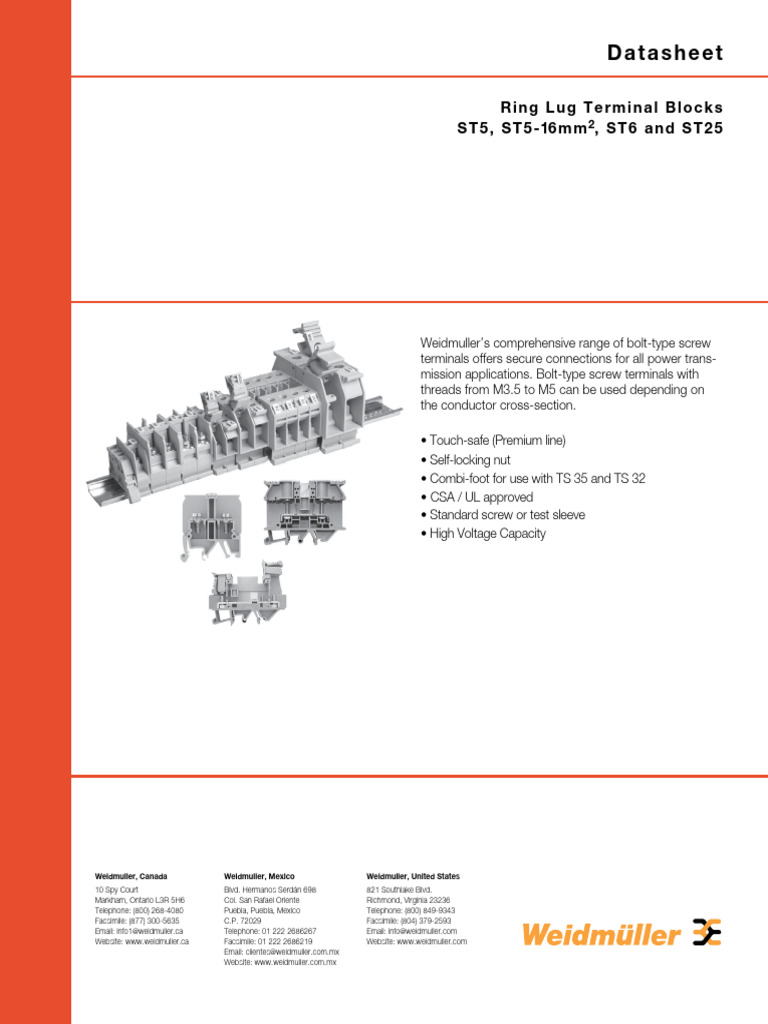Weidmuller Ring Lug Terminal Blocks | PDF | Manufactured Goods ...