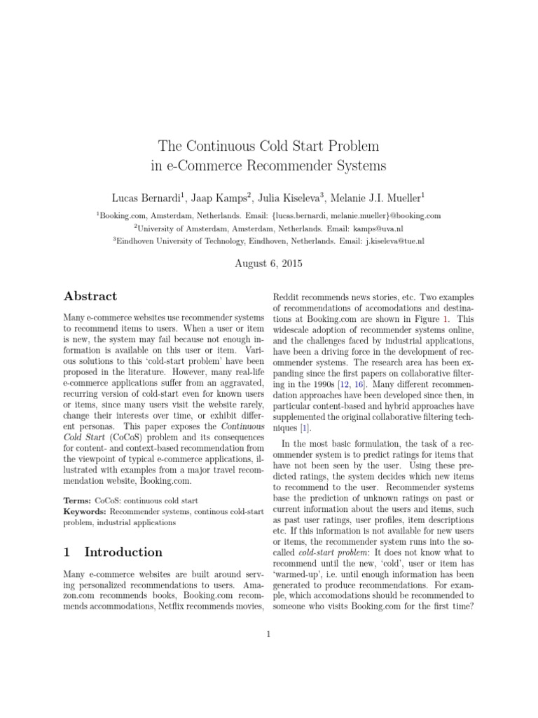 Understanding Continuous Cold Start in E-Commerce | PDF | Computing ...