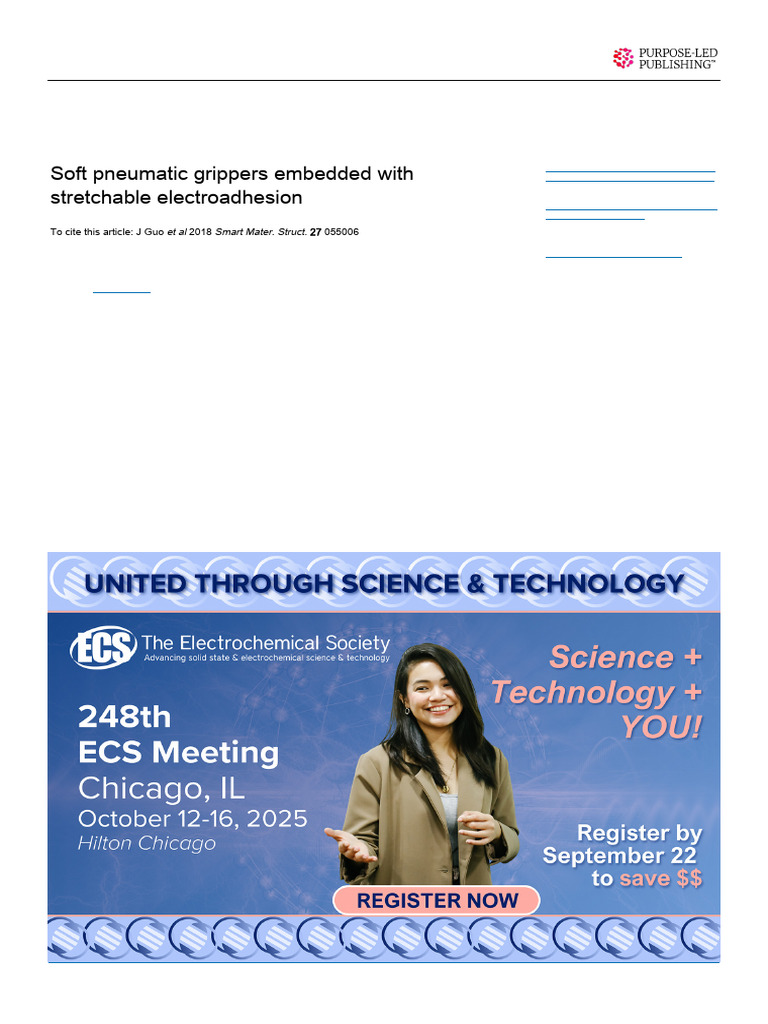 Soft Pneumatic Grippers with Electroadhesion | PDF | Actuator | Robotics