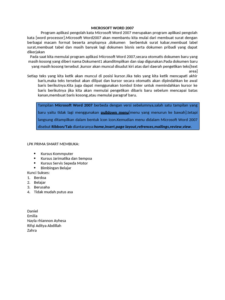 Kursor di Microsoft Word 2007 | PDF