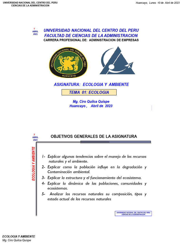 Ecologia y Ambiente 01 - 2023 | PDF | Ecología | Entorno natural