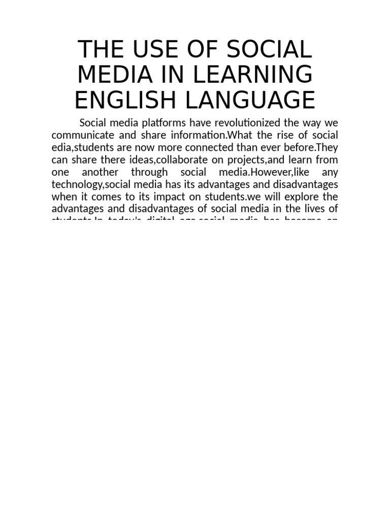 The Use of Social Media in Learning English | PDF