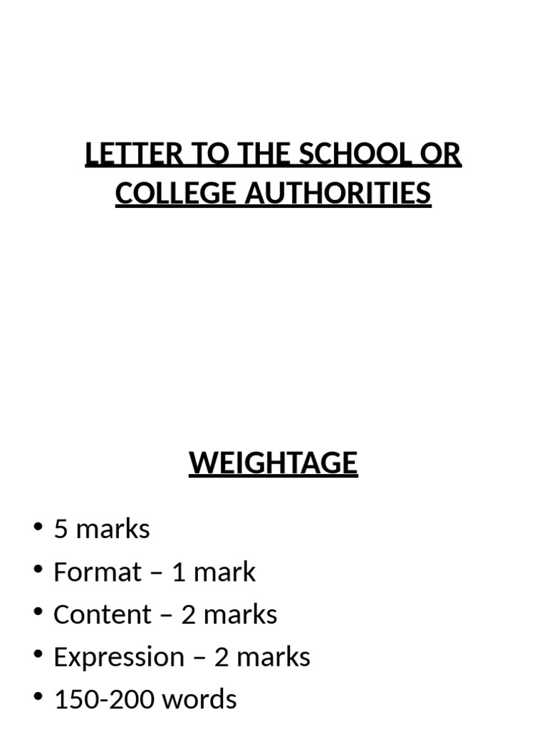 Letter To The School or College Authorities | PDF