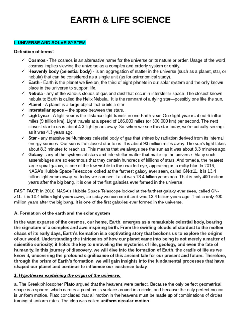 Earth and Life Science Handout v2 | PDF | Atmosphere | Earth