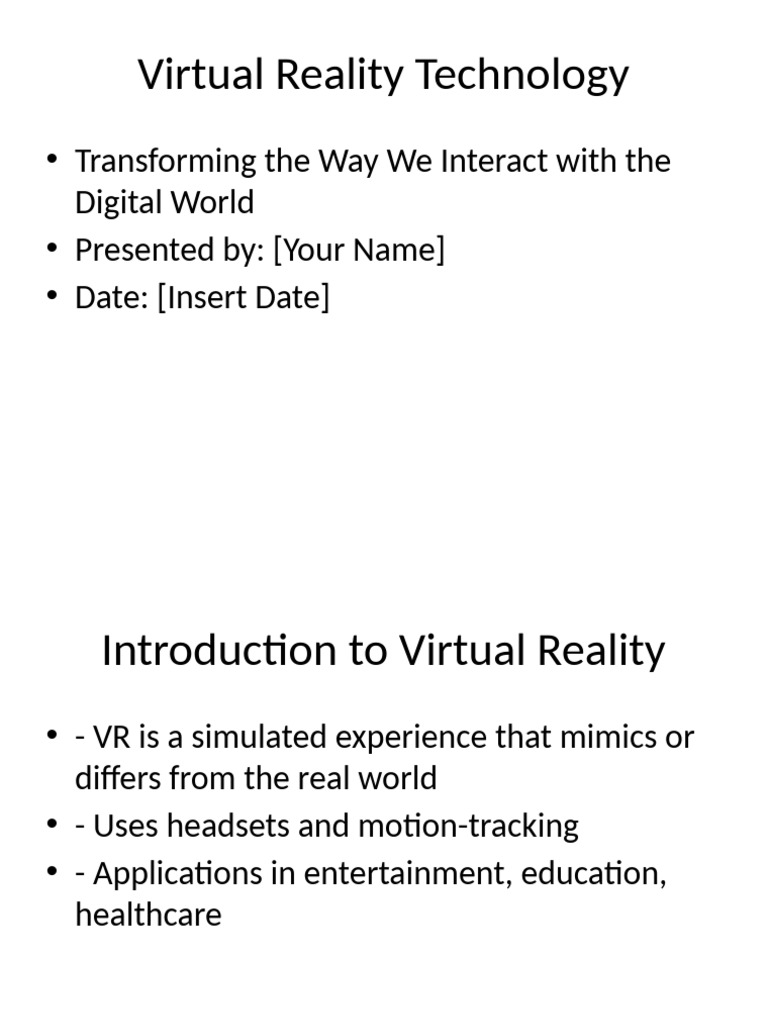 Virtual Reality Overview and Applications | PDF