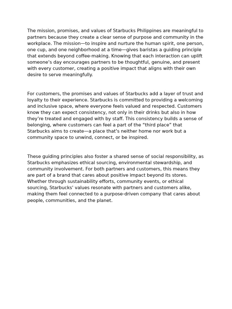 Starbucks Philippines: Mission and Values | PDF