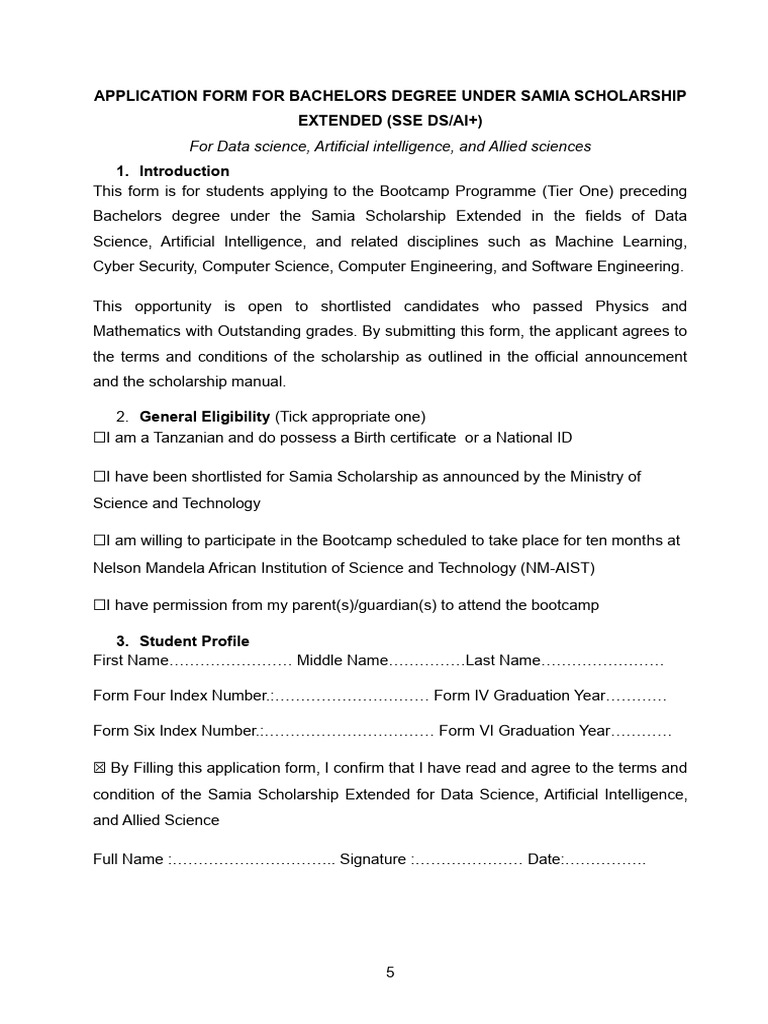 Samia Scholarship Application Form 2025 | PDF | Computing | Science
