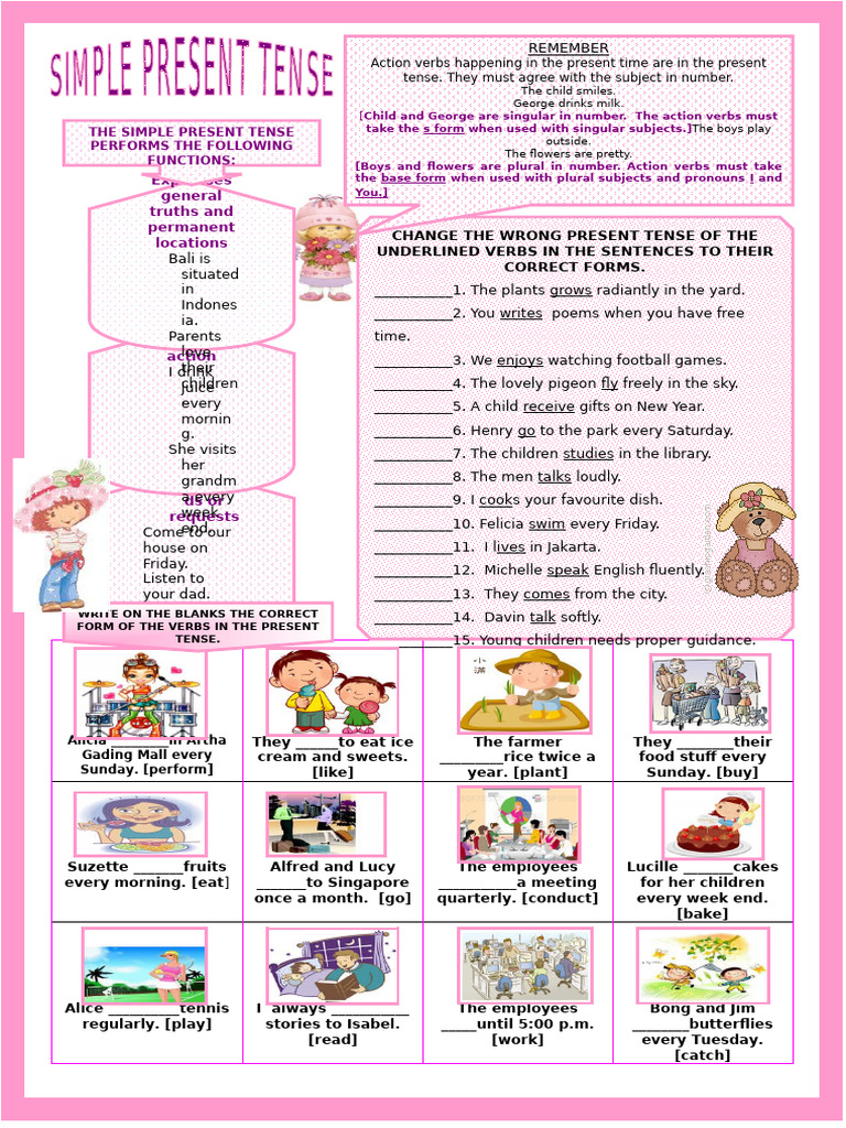 Present Simple 85 - WORKSHEET | PDF | Grammatical Number | Grammatical ...