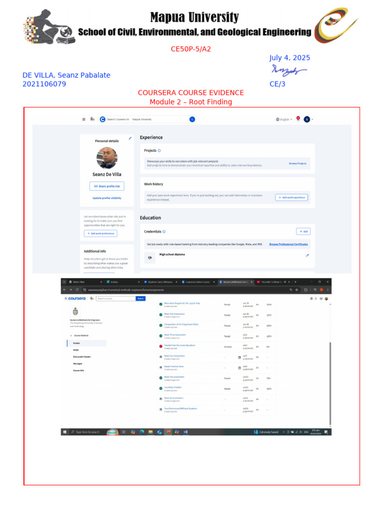 Coursera Module 2: Root Finding Evidence | PDF