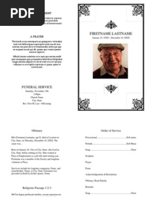 Custom Free Printable Funeral Programs