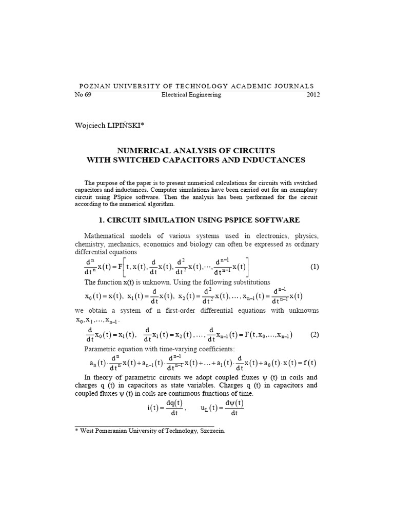 Numerical Analysis of Electrical Circuits | PDF | Inductance ...