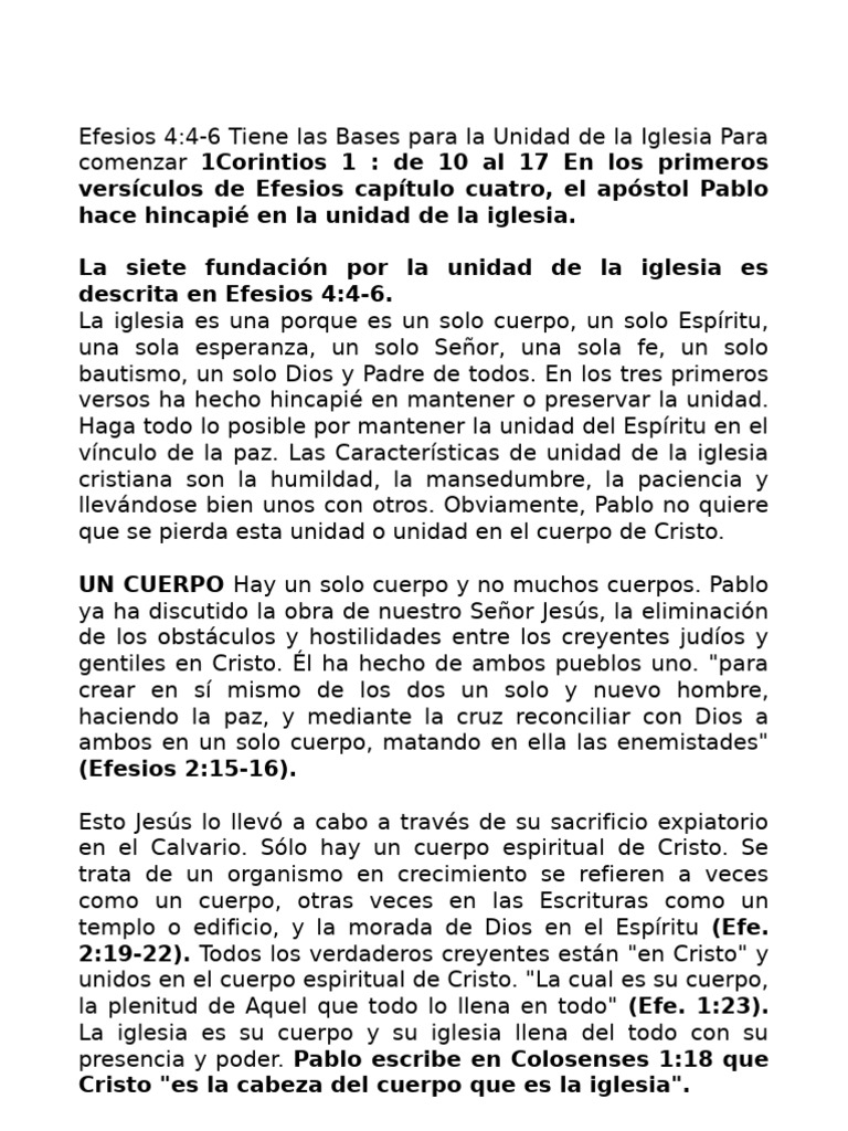 Unidad del Cuerpo de Cristo en Efesios | PDF | Cristo (título) | Bautismo