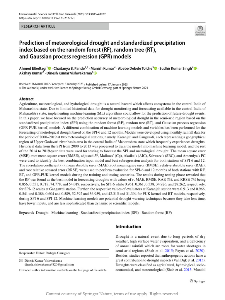 Prediction of Meteorological Drought and Standardi | PDF | Regression ...