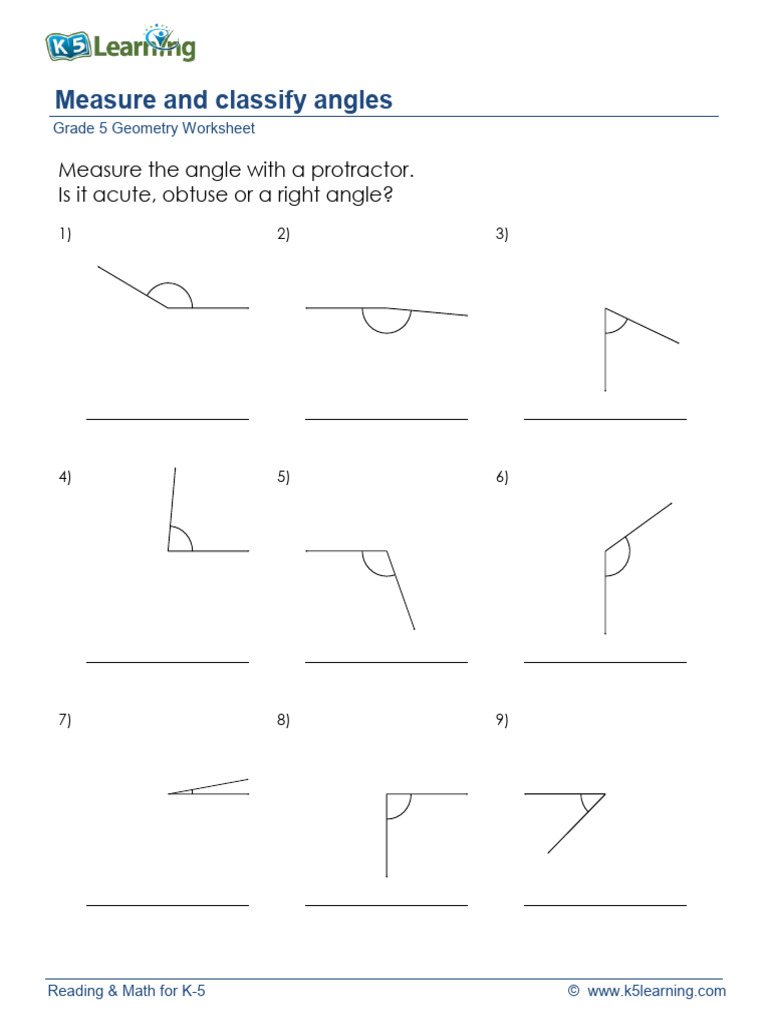 Grade 5 Angle Measurement Worksheet | PDF