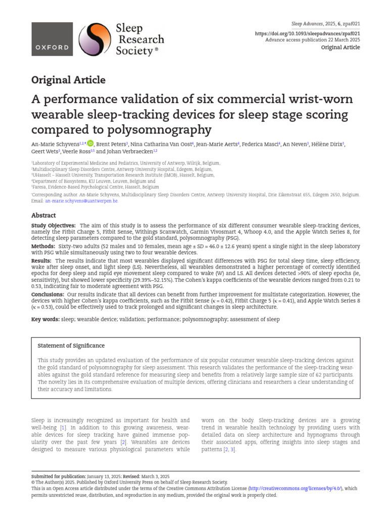 A Performance Validation of Six Commercial Wrist-Worn Wearable Sleep ...