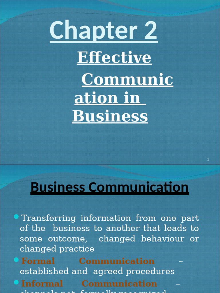Chapter 02 Effective Communication in Business | PDF | Nonverbal ...
