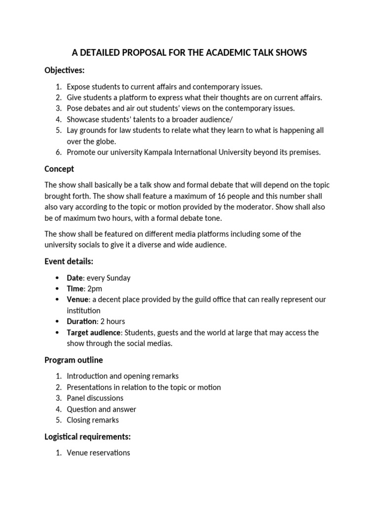 Academic Talk Show Proposal Overview | PDF