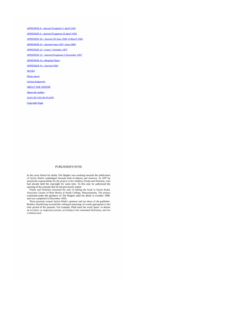 The Unabridged Journals of Sylvia Plath | PDF
