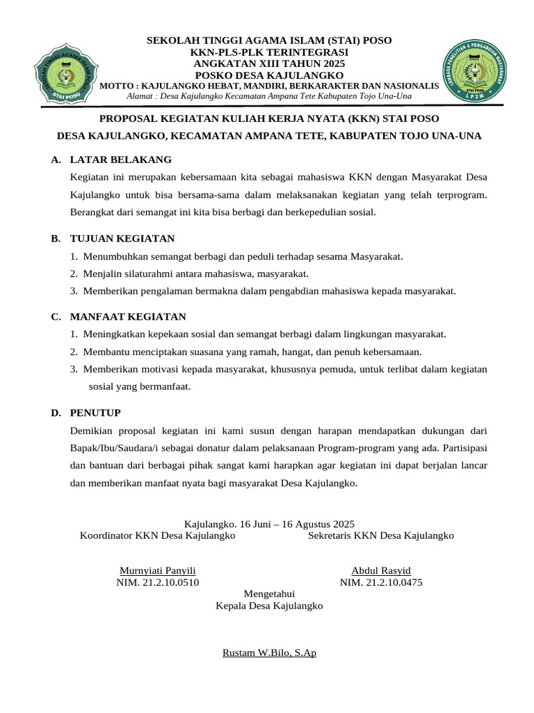 KKN STAI Poso 2025 di Desa Kajulangko | PDF