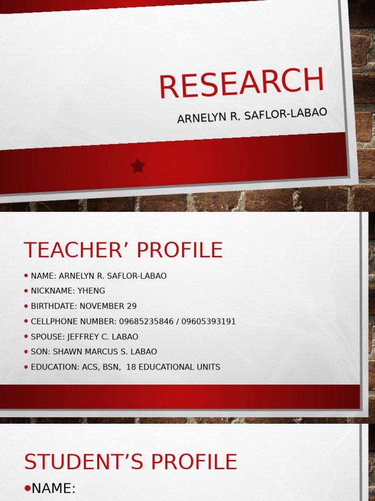 Teacher and Student Research Profiles | PDF