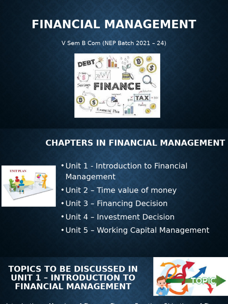 Unit 1 - Financial Management 2023 | PDF | Financial Analyst | Equity ...