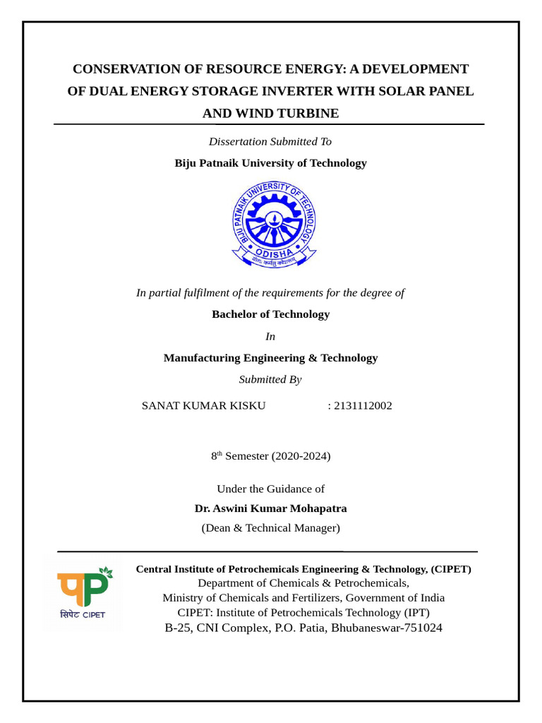 Dual Power Generation Interter With Solar Panel and Wind Turbine 1411 | PDF