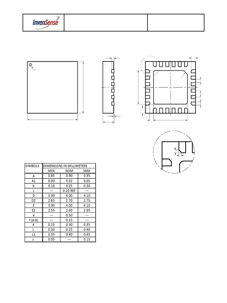 MPU-6000/6050 Package Dimensions | PDF