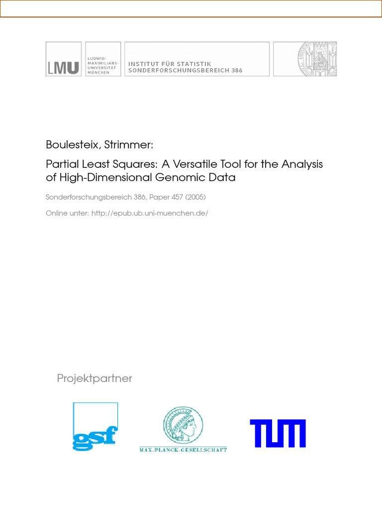 PLS Methods for Genomic Data Analysis | PDF | Logistic Regression ...
