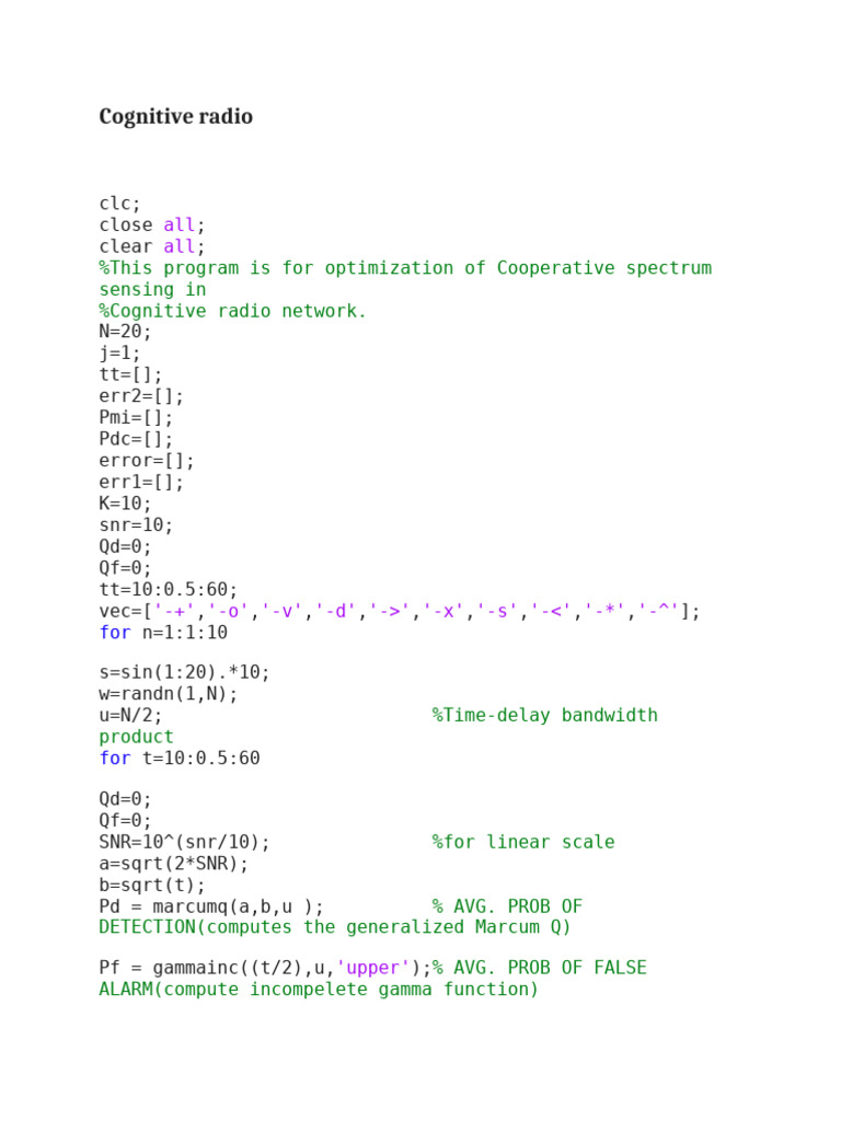 Cooperative Spectrum Sensing Optimization | PDF | Telecommunications ...