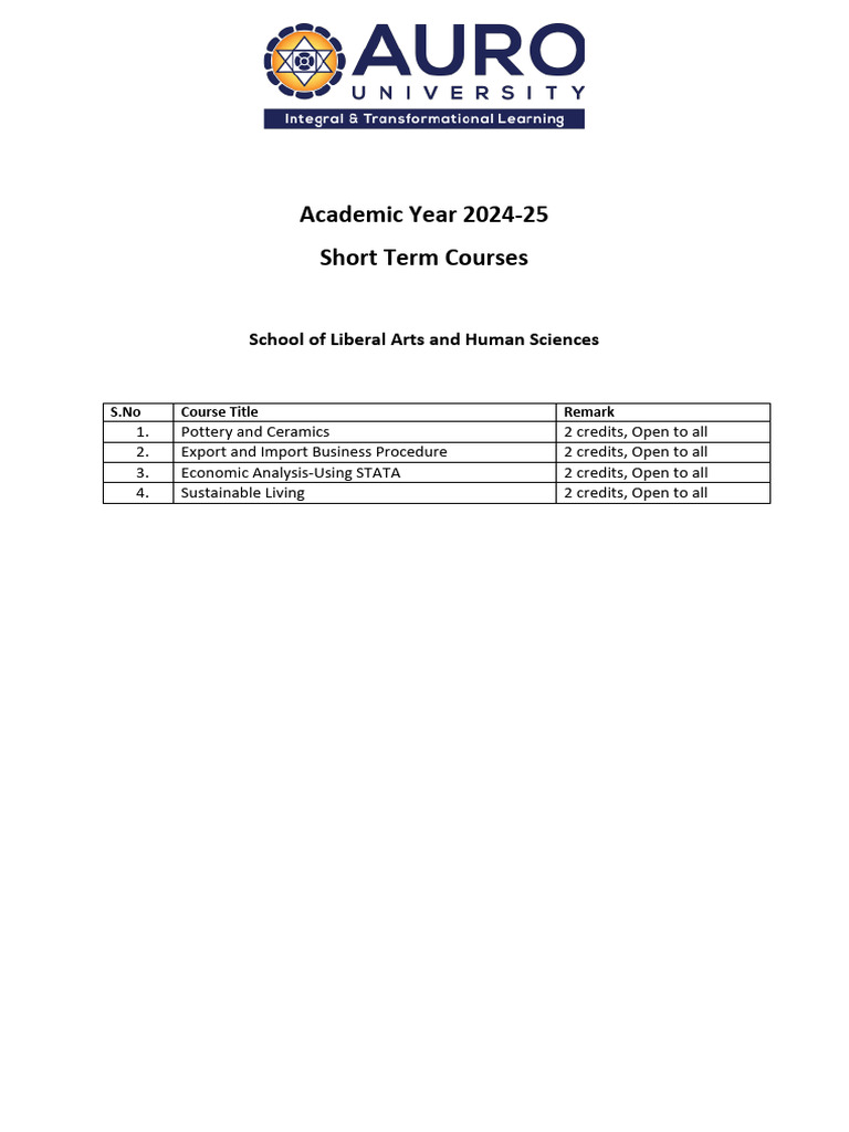 SoLAHS Short Term Courses | PDF