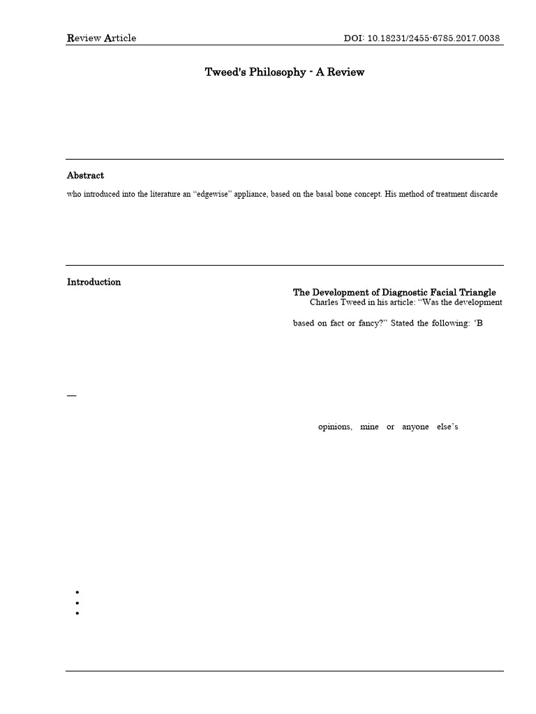 Tweed's Orthodontic Philosophy Review | PDF | Orthodontics | Dentistry ...