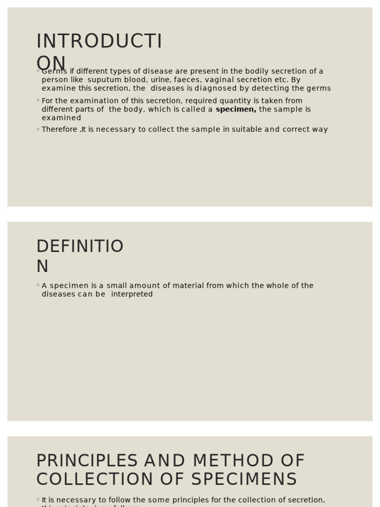 Guidelines for Specimen Collection | PDF | Medical Specialties ...
