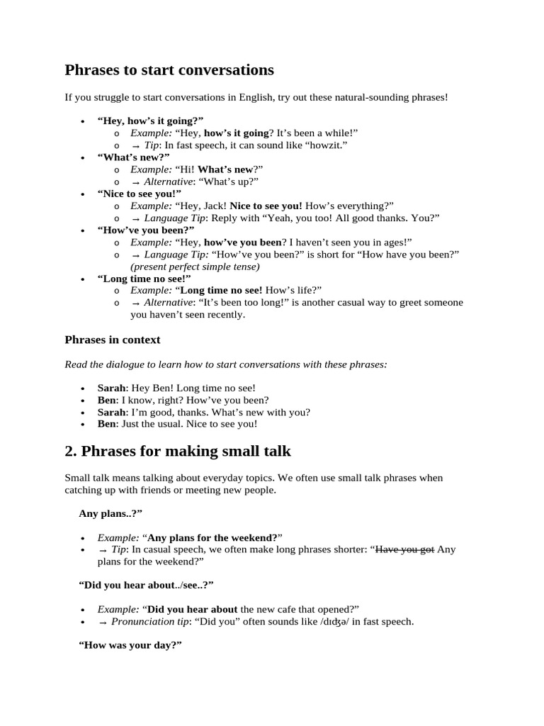 Conversation Starters in English | PDF | Foods