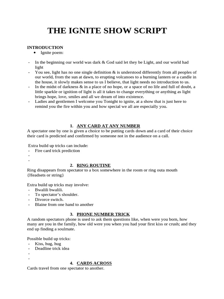 Ignite Show Script Overview | PDF