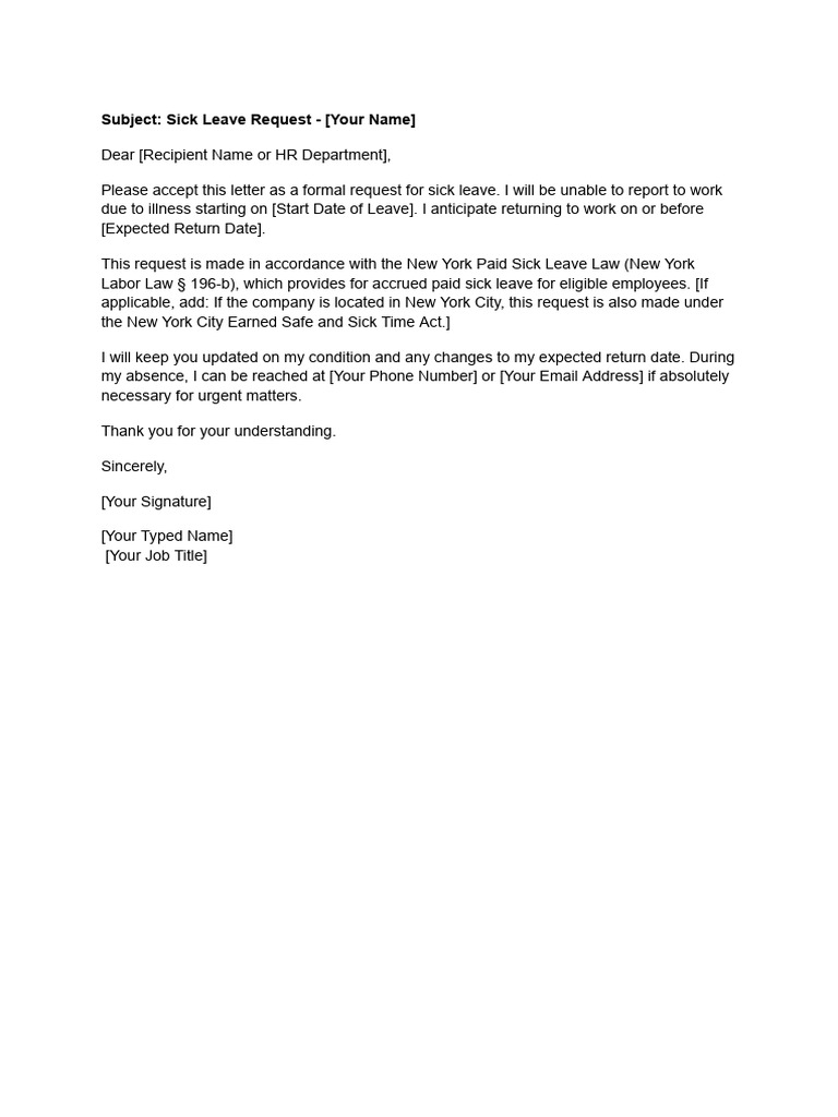 Sick Leave Request Form Template | PDF