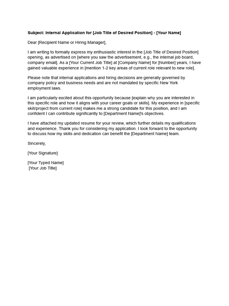 Internal Job Application Letter | PDF