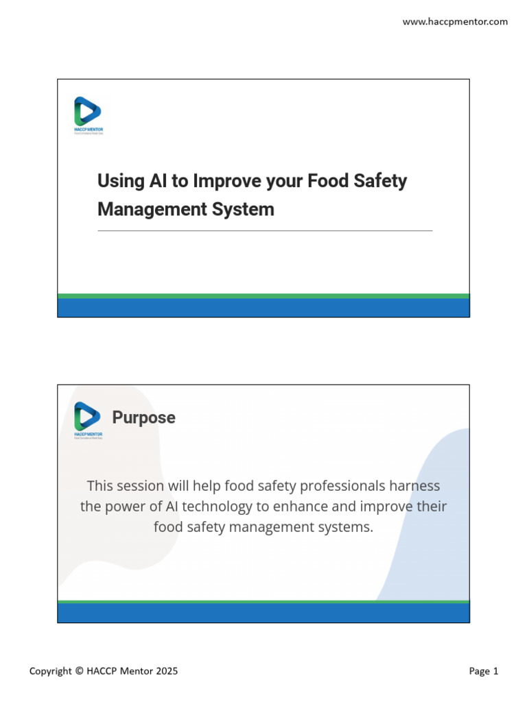Using AI To Improve Your Food Safety Management System | PDF ...