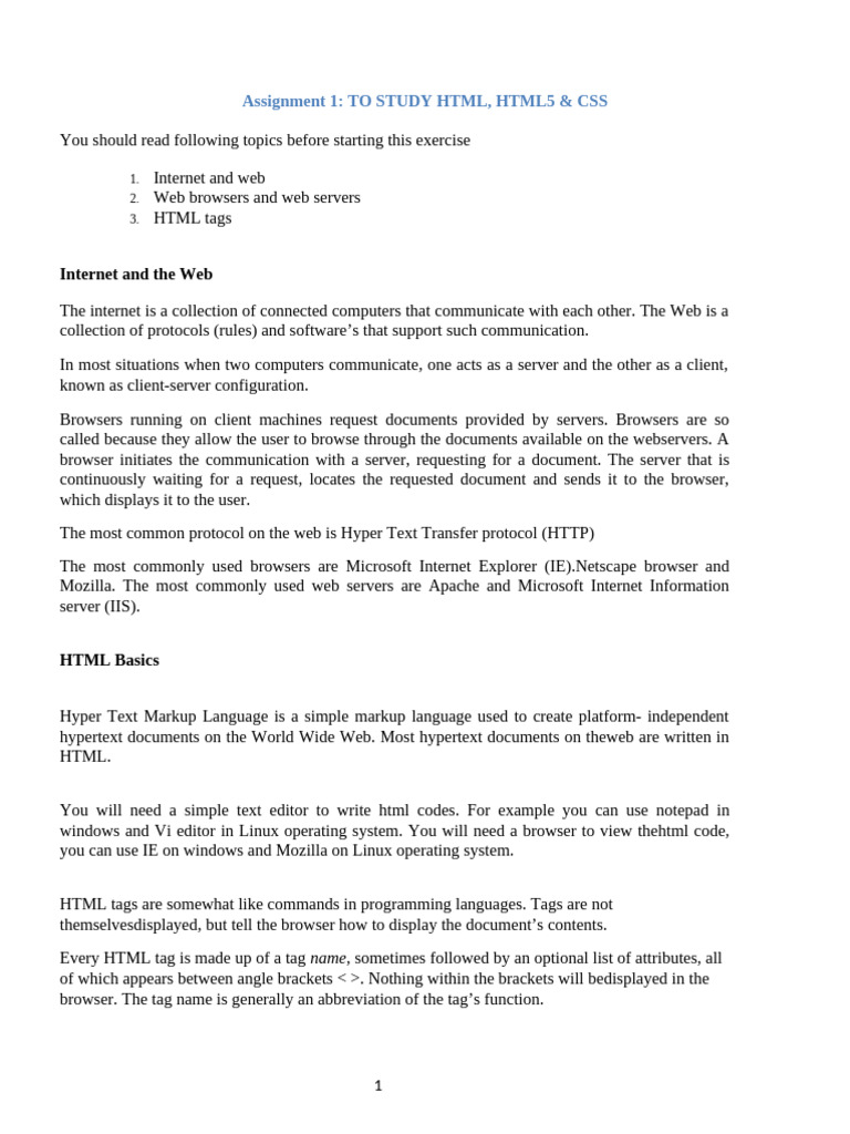 HTML and CSS Basics Overview | PDF | Html Element | World Wide Web