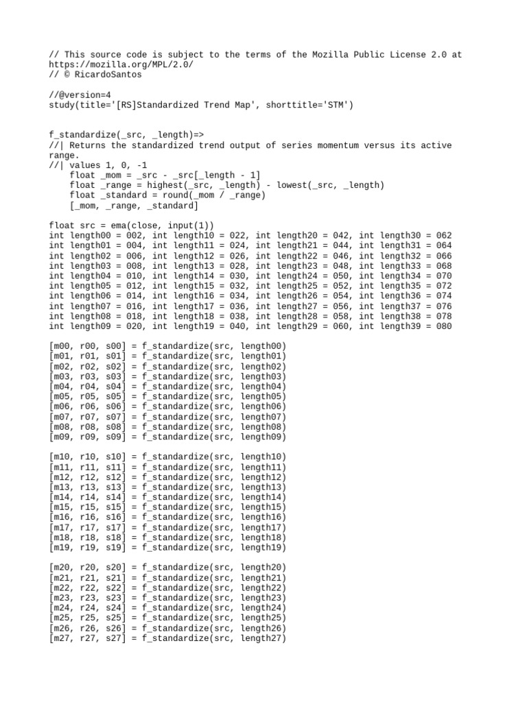 Standardized Trend Map in Pine Script | PDF