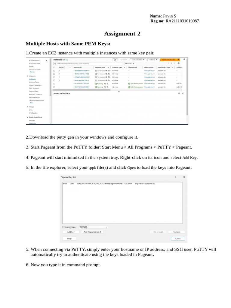 Configuring EC2 and PuTTY for SSH Access | PDF | Secure Shell ...