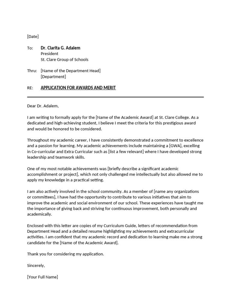 Application for Academic Award | PDF
