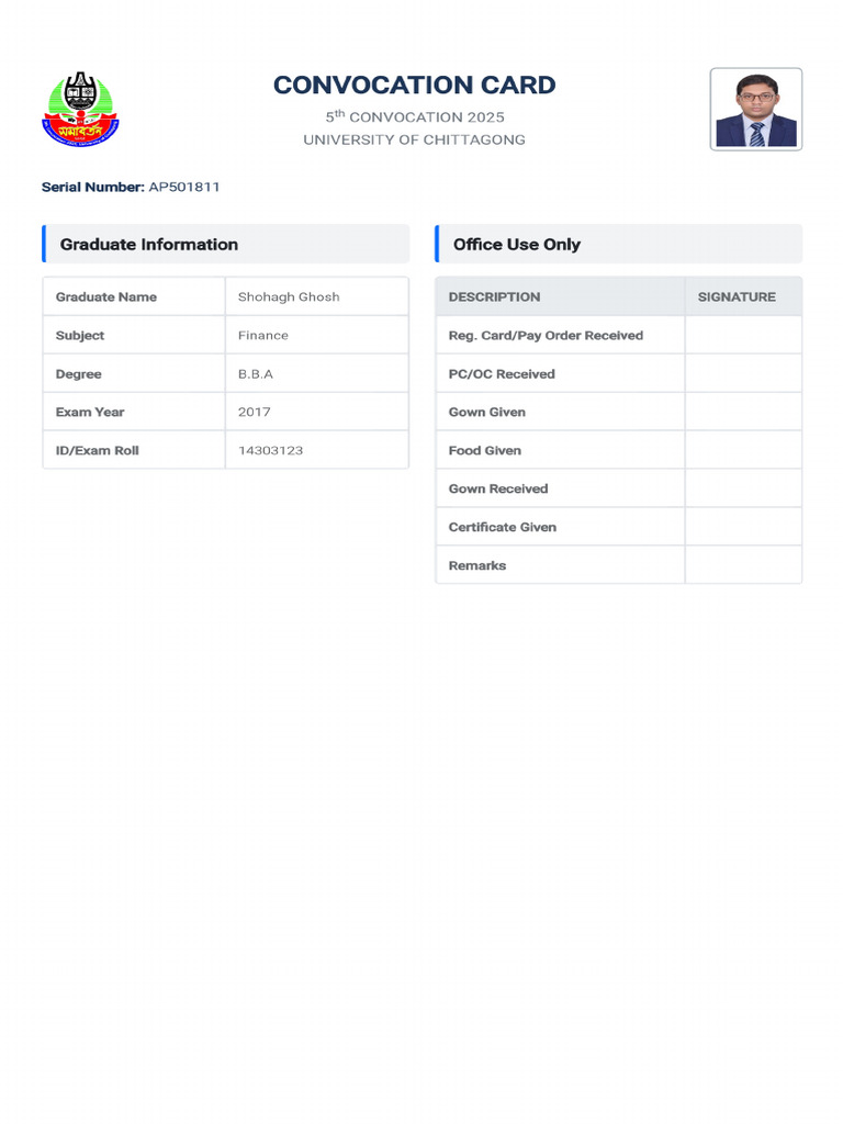 Convocation Card | PDF