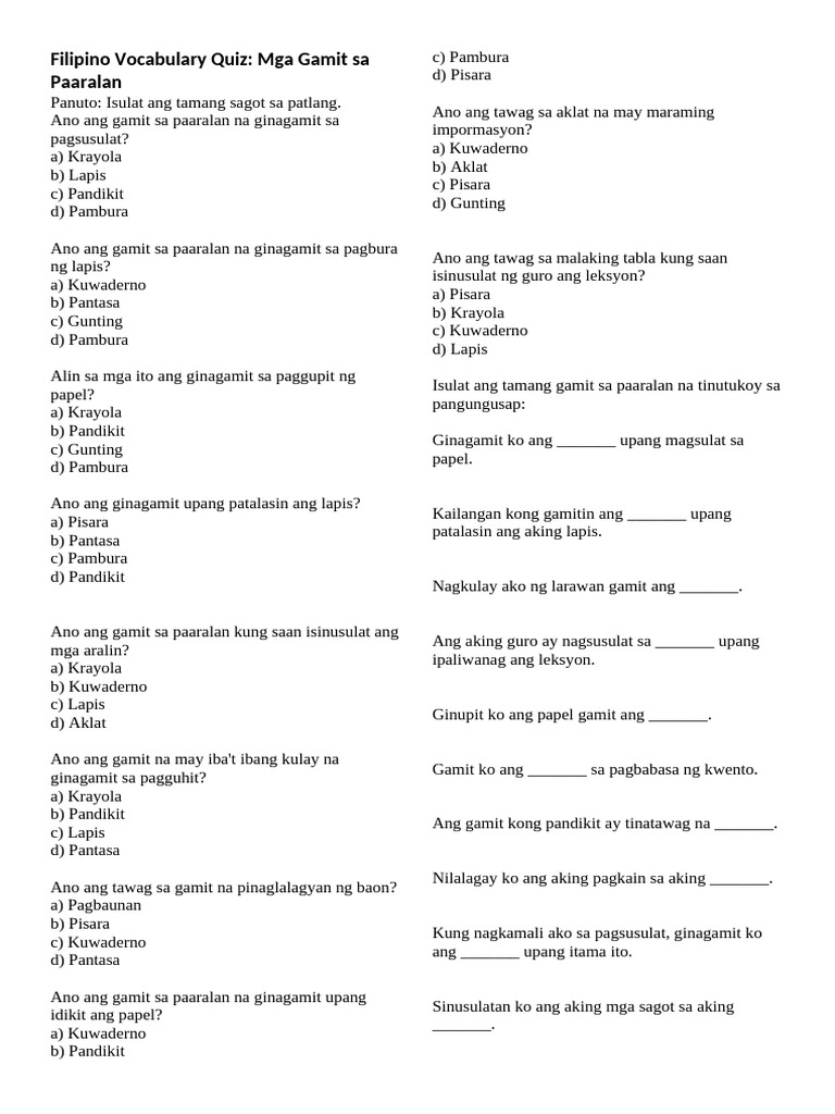 Pangungusap Na Pasalaysay at Patanong | PDF