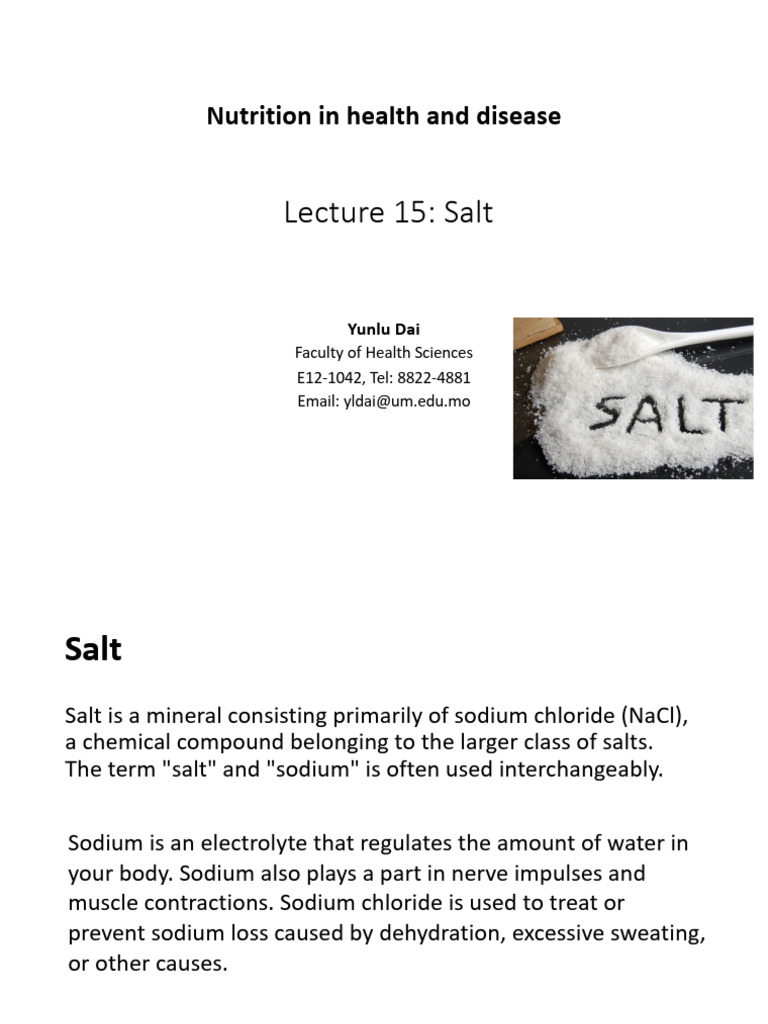 Understanding Sodium's Role in Health | PDF | Salt | Sodium