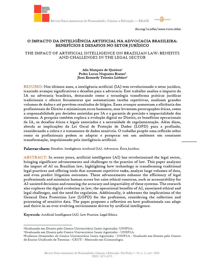 Impacto da IA na Advocacia Brasileira | PDF | Inteligência artificial ...