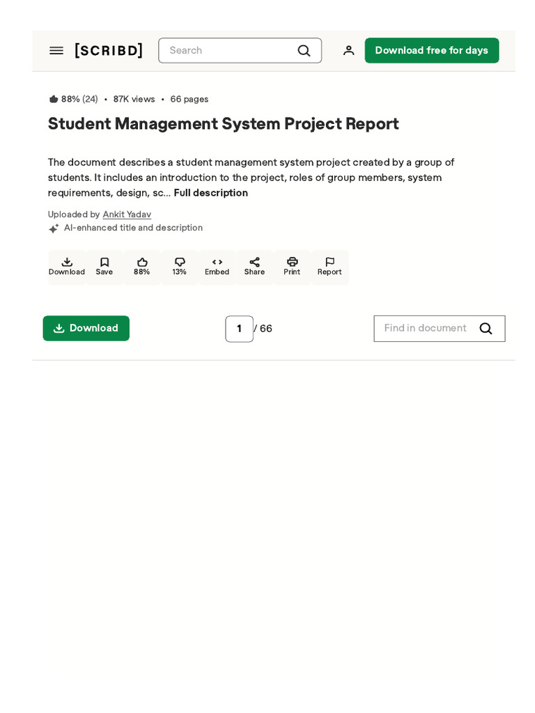 Document515046662student Management System Project Report | PDF