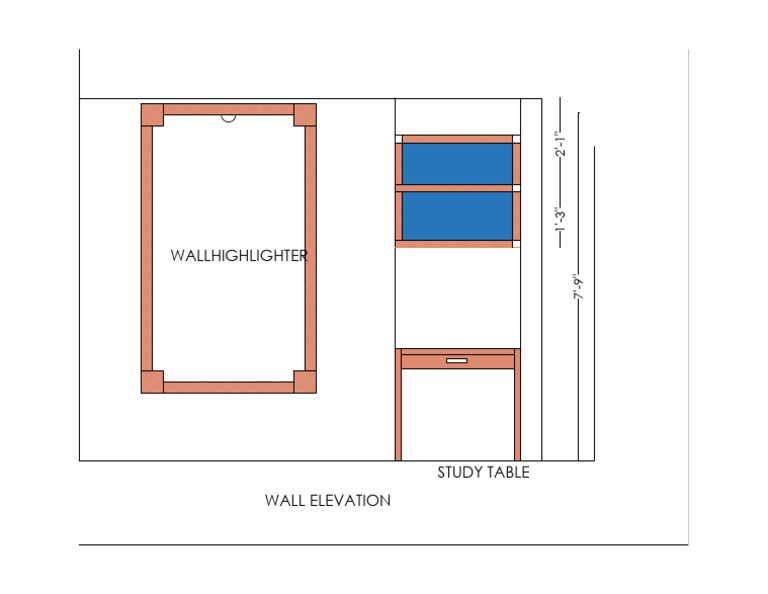 Study Table Wall Elevation Plan | PDF